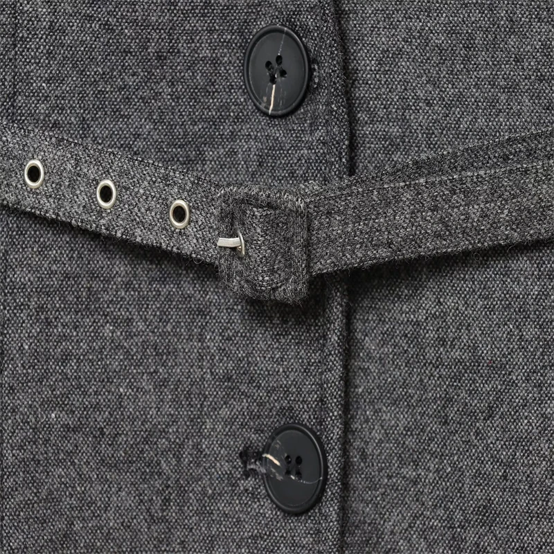 Blazer chic da donna grigio con cintura: giacca palangari su misura con tasche per un look sofisticato