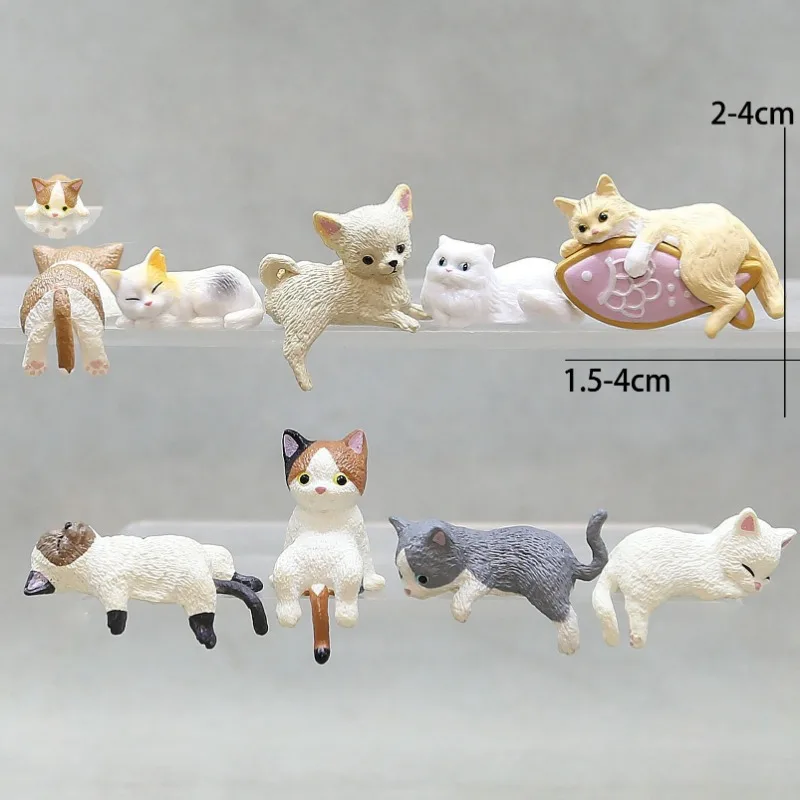 고양이 DIY 가장자리 인형 시뮬레이션 수지 고양이 냉장고 스티커 재료 미니어처 만화 자동차 고양이 장식 어린이 장난감 썸네일 2