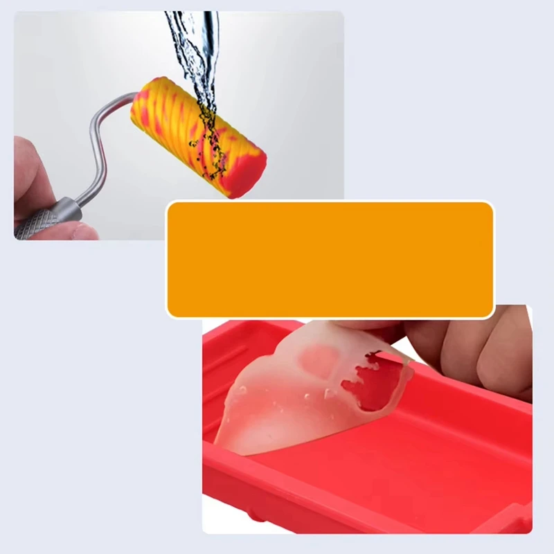 A21I-1Set Kit di spazzole a rullo in silicone multiuso per la ristrutturazione domestica Vassoio per strumenti di pittura per pareti per uso domestico Parti di strumenti per pittura