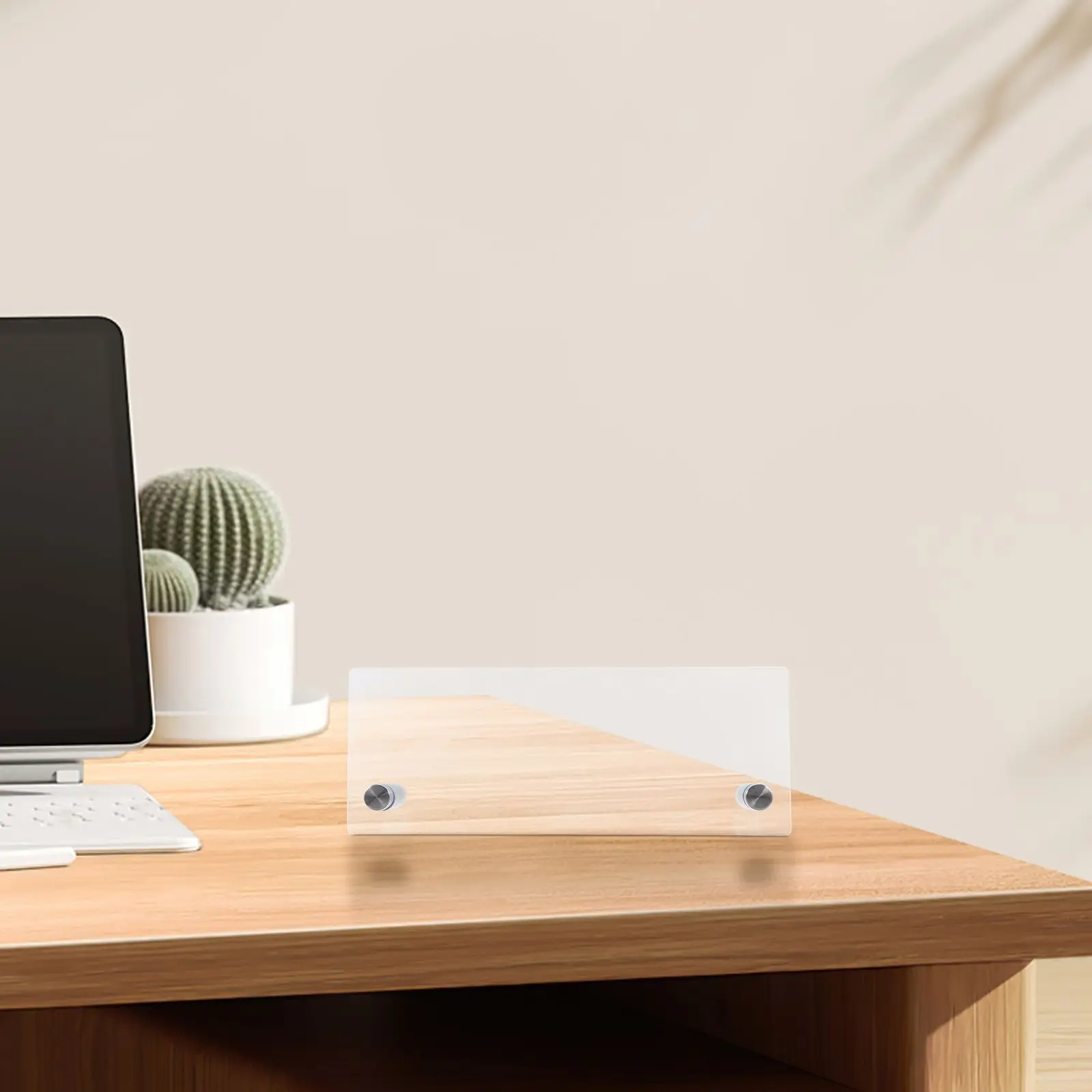 2 Pcs Office Desk Business Card Holder Name Plate Display Stand Elegant Design Material Professional Use Clear