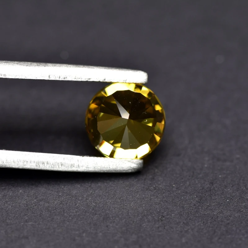 Synthetischer Edelstein Top Crushed Ice Cut Kubischer Zirkonia Runde Form Goldgelbe Farbe 4K Schliff 5A+ Qualität für Schmuckherstellung – Detail 6