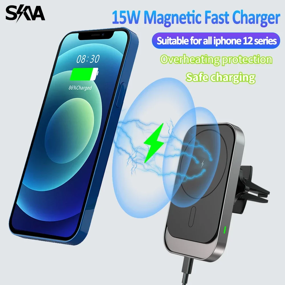 15W Magnetic Car Wireless Charger Auto Mount  for  IPhone 12 Pro Max Fast Charging Air Infrared Induction