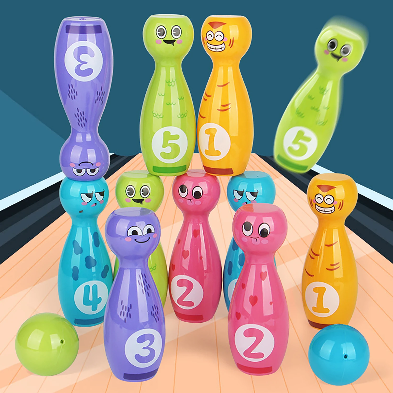 Children's Bowling Toy Set, Indoor and Outdoor Sports Toys, Stacked High Digital Arithmetic Multifunctional Toys