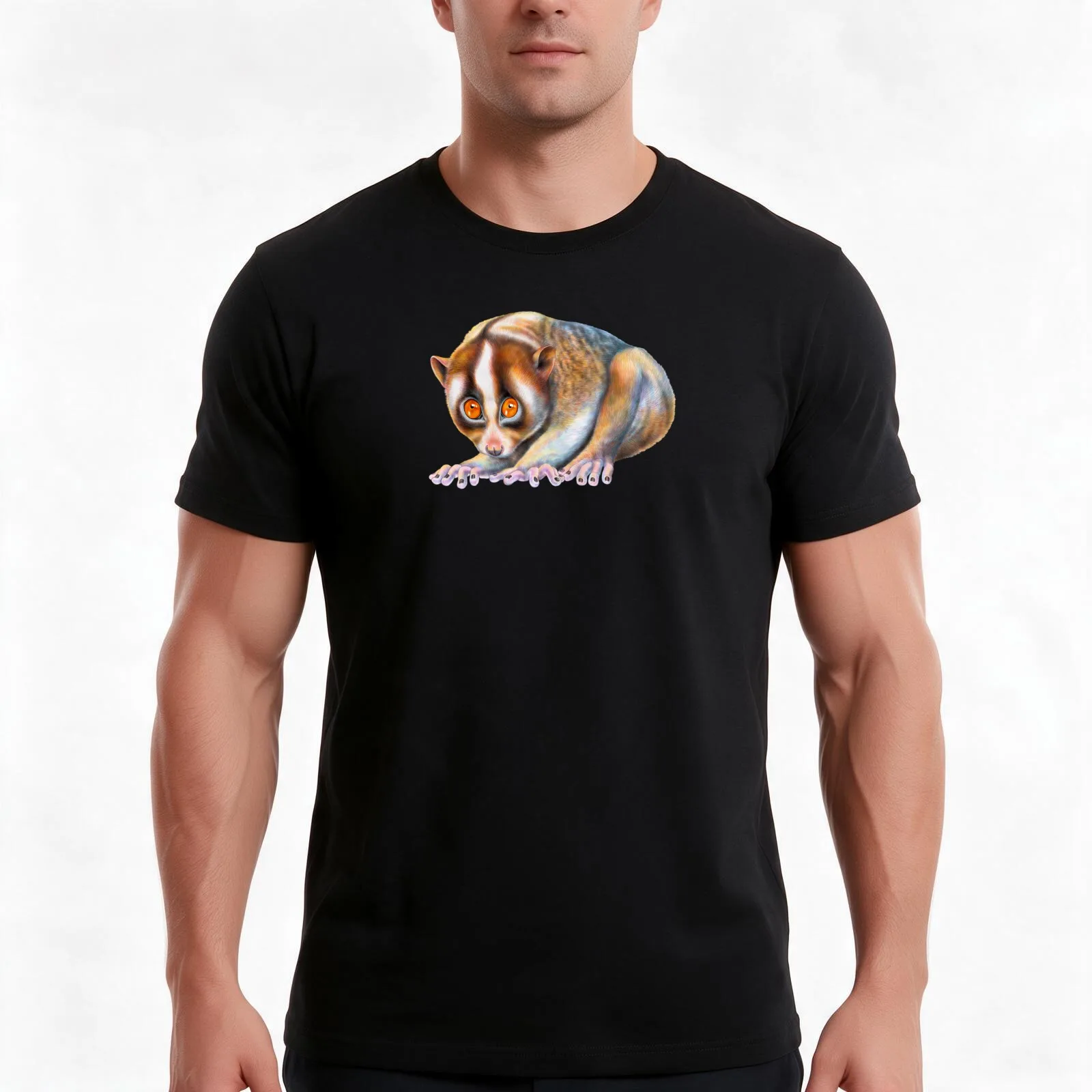Slow Loris T-Shirt, Summer Casual Cotton Tee, Oversized Streetwear Tops, Vintage Graphic Print, Loose Fit Short Sleeve