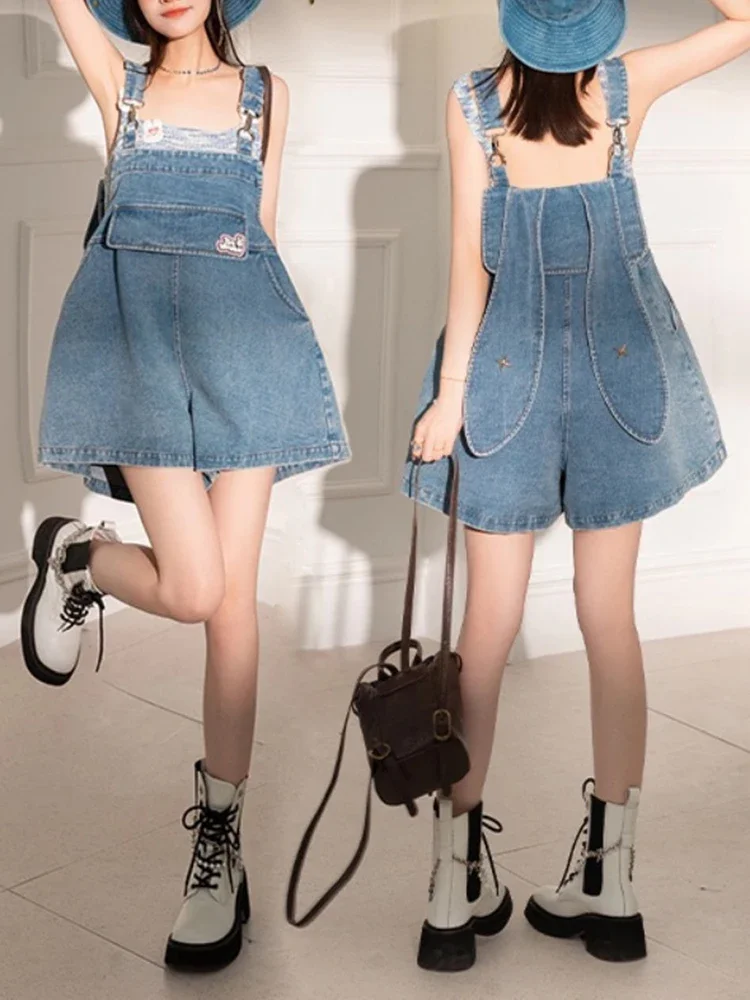 Ins Summer New Slim Loose Women Jeans Blue High Waist A-line Pants Chicly Female Fashion Street Y2K Loose Casual Woman Jeans