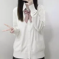 Japanese fashion solid color V-neck knitted sweater,original newJK uniform cardigan top,autumn and winter women's cotton sweater - Image 4