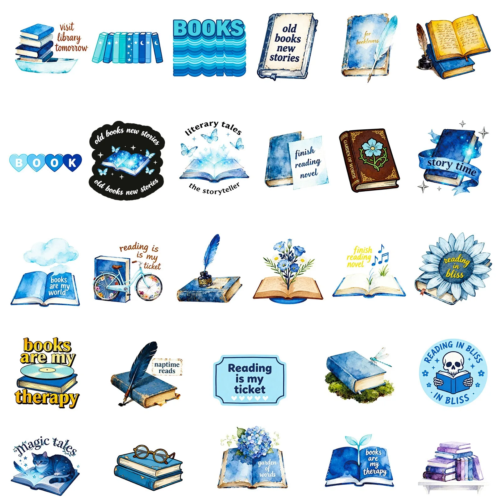 56 個ブルーリーディングブックブックイッシュステッカー Kindle 美的ガールズインステッカースクラップブッキングラップトップ電話文具子供のおもちゃギフト