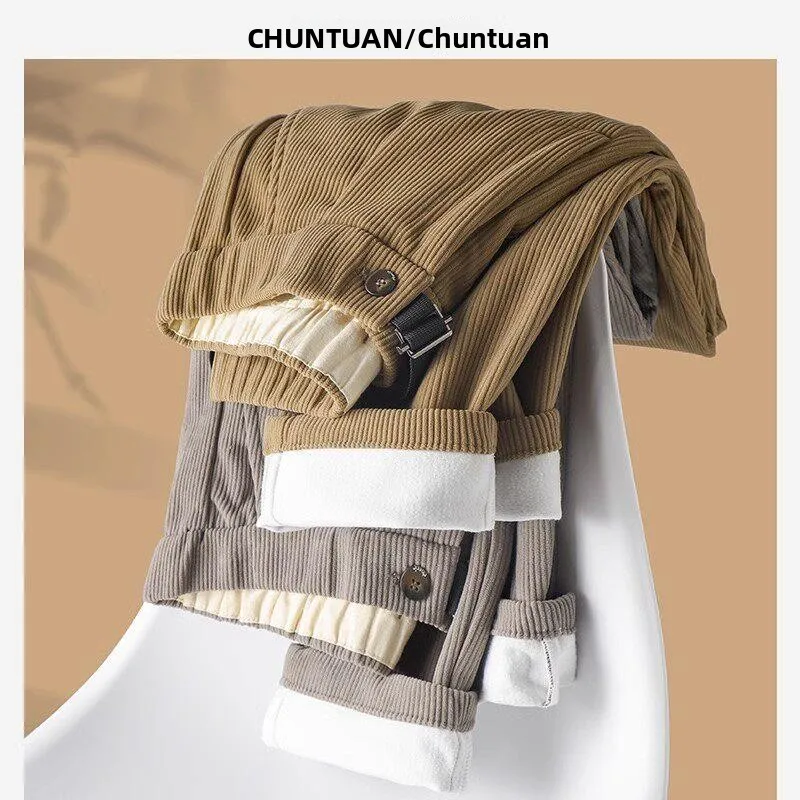 

Мужские вельветовые брюки прямого кроя, свободные повседневные брюки, рабочая одежда, длинные брюки, осенне-зимние, из полиэфирного волокна