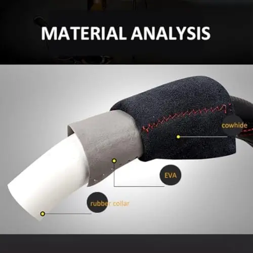 

Чехол на руль из воловьей кожи - термостойкий, противоскользящий, подходит для рулей диаметром 14,5-15 дюймов - универсальный для легковых и грузовых автомобилей