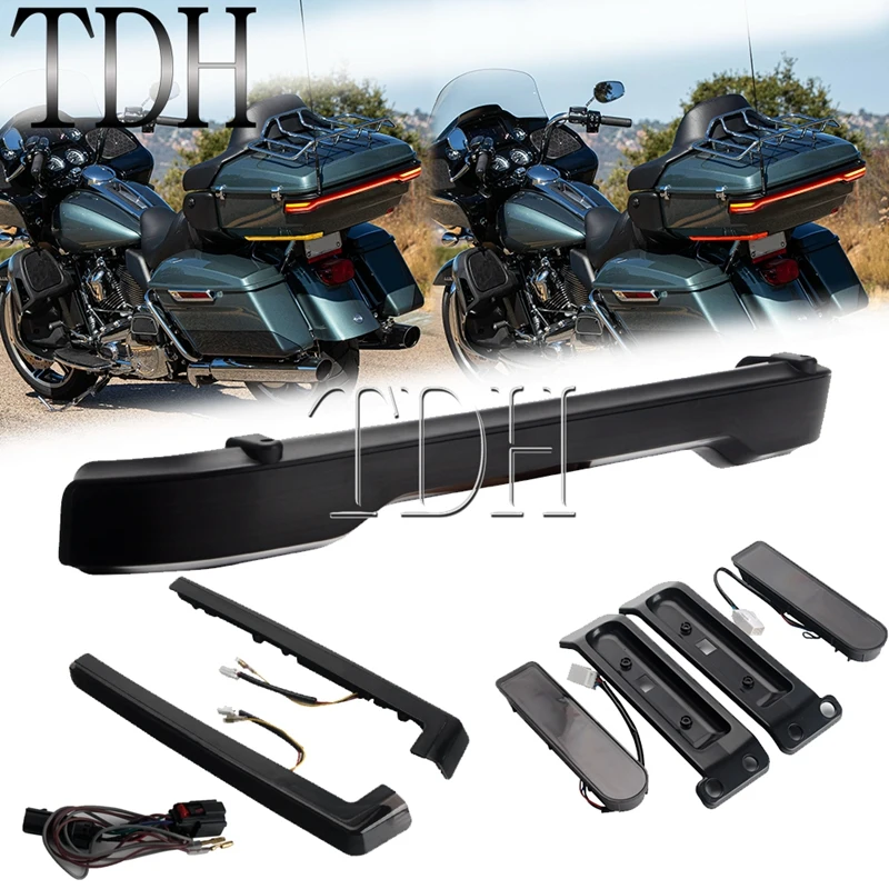 For Harley Touring 14-22 Electra Ultra Glide CVO Road King LED Tour Pak Auxiliary Side Maker Saddlebag Tail Brake Light Taillamp