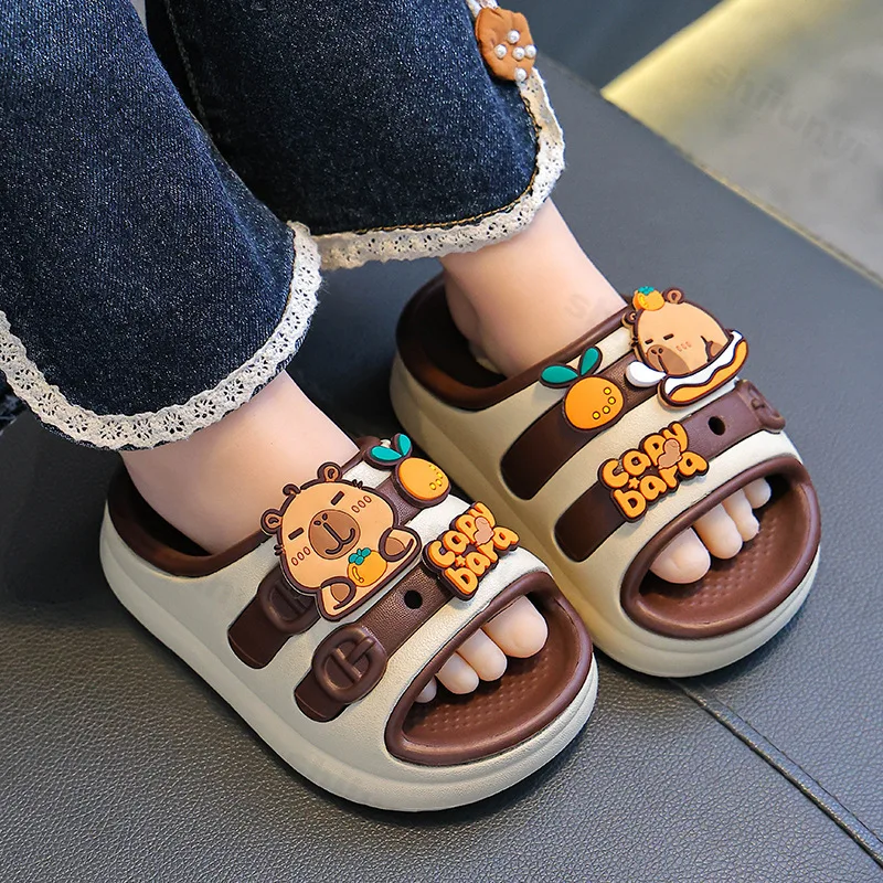 

Capybara Slippers Cute Children's Bathroom Sandals 2025 Summer Anti-slip Cartoon Slippers Comfort Platform Woman Kids Slippers