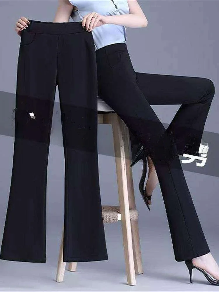 Spring 2026 High Waist Draped Micro Flared Pants Women's Versatile Base Layer Long Trousers Commute Style Triacetate Fiber