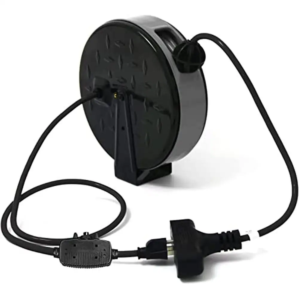 Retractable Extension Cord Reel 30 Ft Power Cord with 3 Outlets and 10 Amp Circuit Breaker