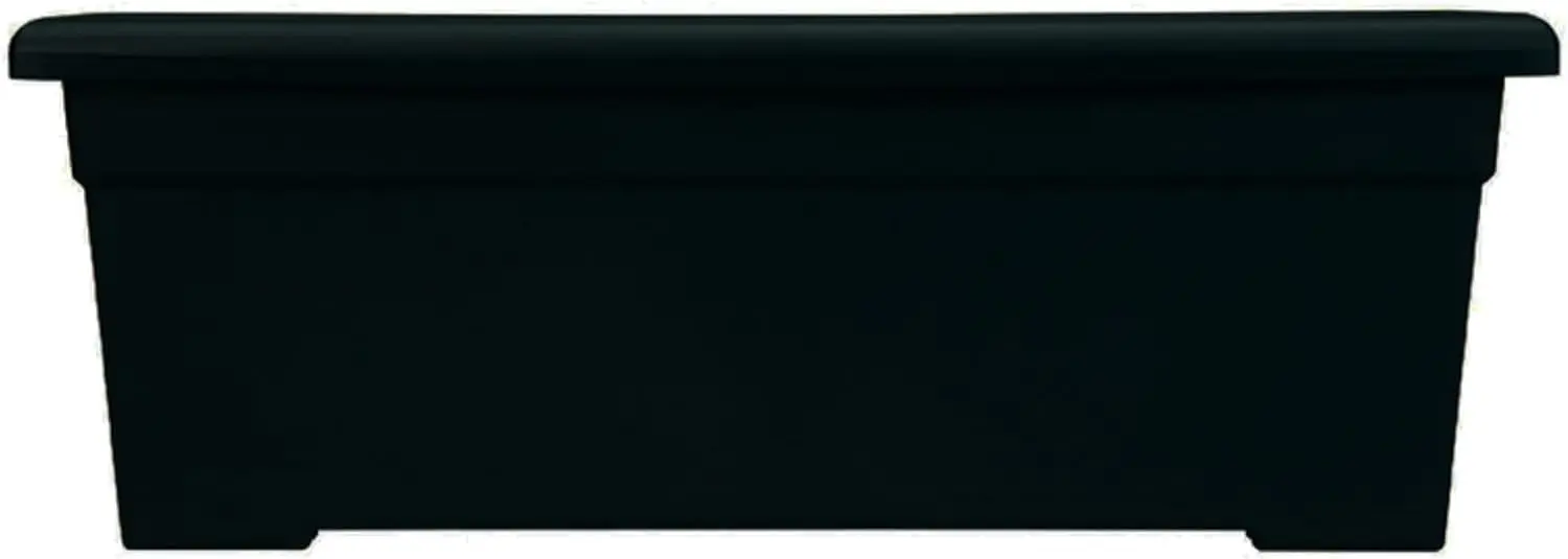 

28 Inch Romana Large Rectangular Planter Box - Lightweight Plastic Outdoor Plant Pot with Drainage for Decks, P