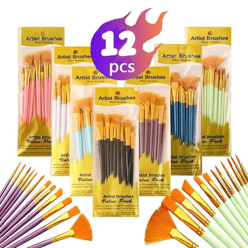 Professional Nylon Bristle Painting Brush Set For Art Students_voghion.com