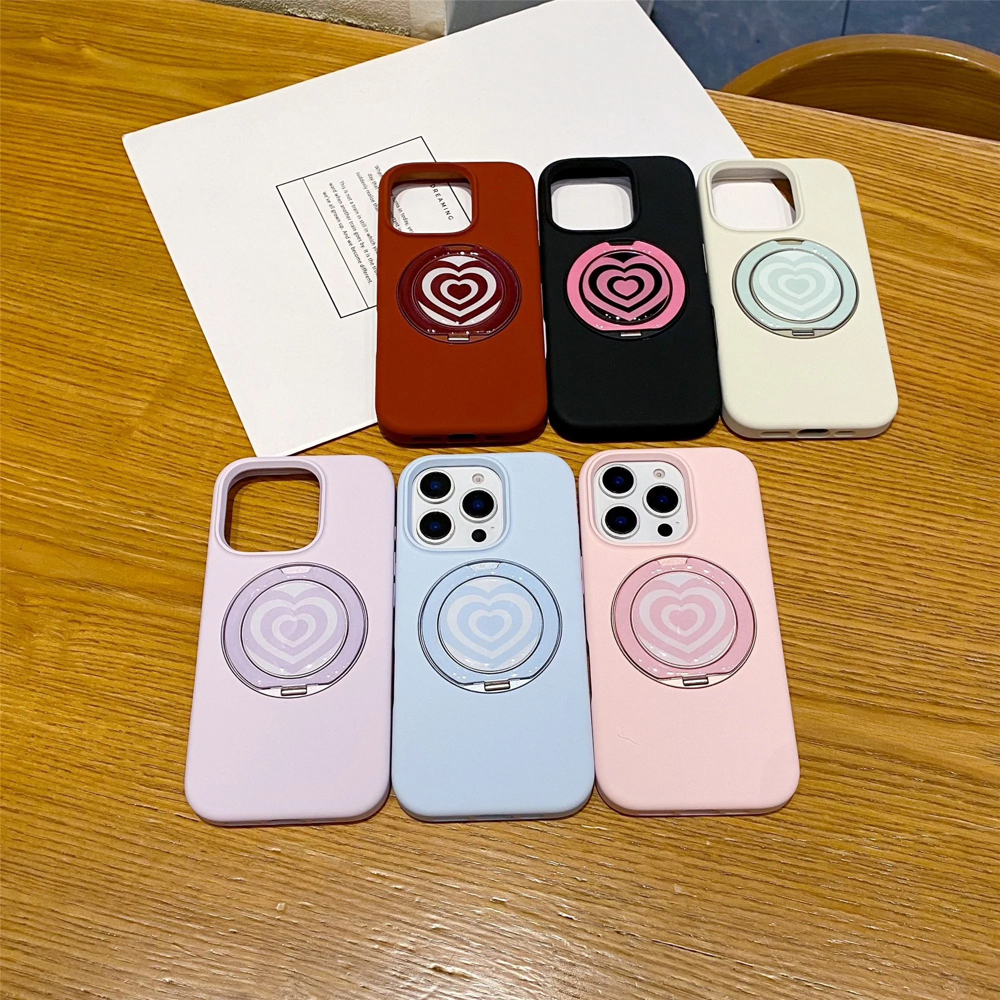 

For iPhone 16 Promax liquid silicone heart-shaped pivot phone case Apple 15 Pro set anti drop 14 high-end 13 anti slip
