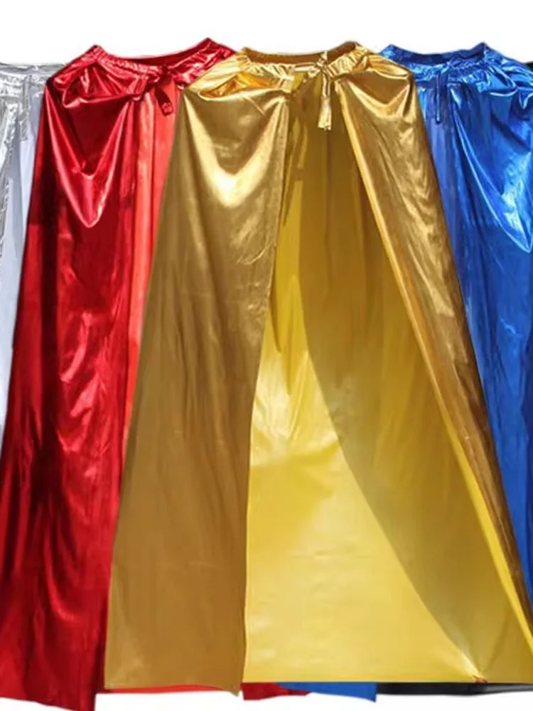 

Halloween Superhero Cape Golden Silver Shiny Stage Performance Costume Long Cape Women's Ethnic Fashion Stage Clothes