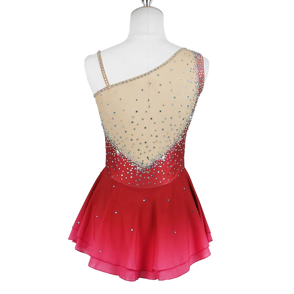 ZAGITOVA Eiskunstlaufkleid Damen Mädchen Eislaufrock Netzrock Kostüm Pfirsichrosa Farbverlauf