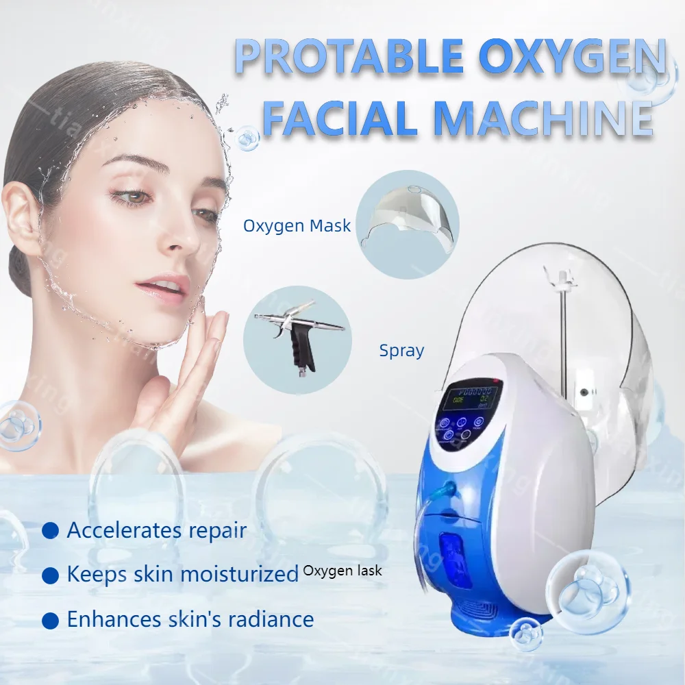 

Portable Oxygen Therapy Facial Machine Salon LED spray mask negative ion Facial Therapy Anti-aging moisturizing Acne Removal