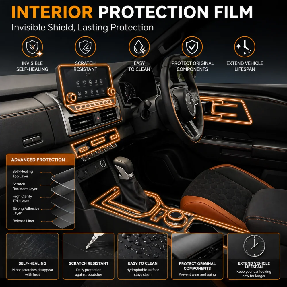 

For Mitsubishi L200 2025 Car Interior Dashboard Multimedia Navigation TPU Transparent Anti-Scratch Protection Film Upgrade