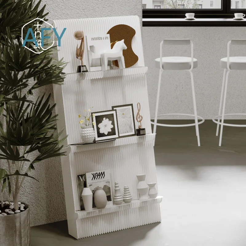 Foldable Wall Mounted Bookshelf Display Shelf for Exhibition Store Art Creative Presentation Rack for Paper Craft Organizer
