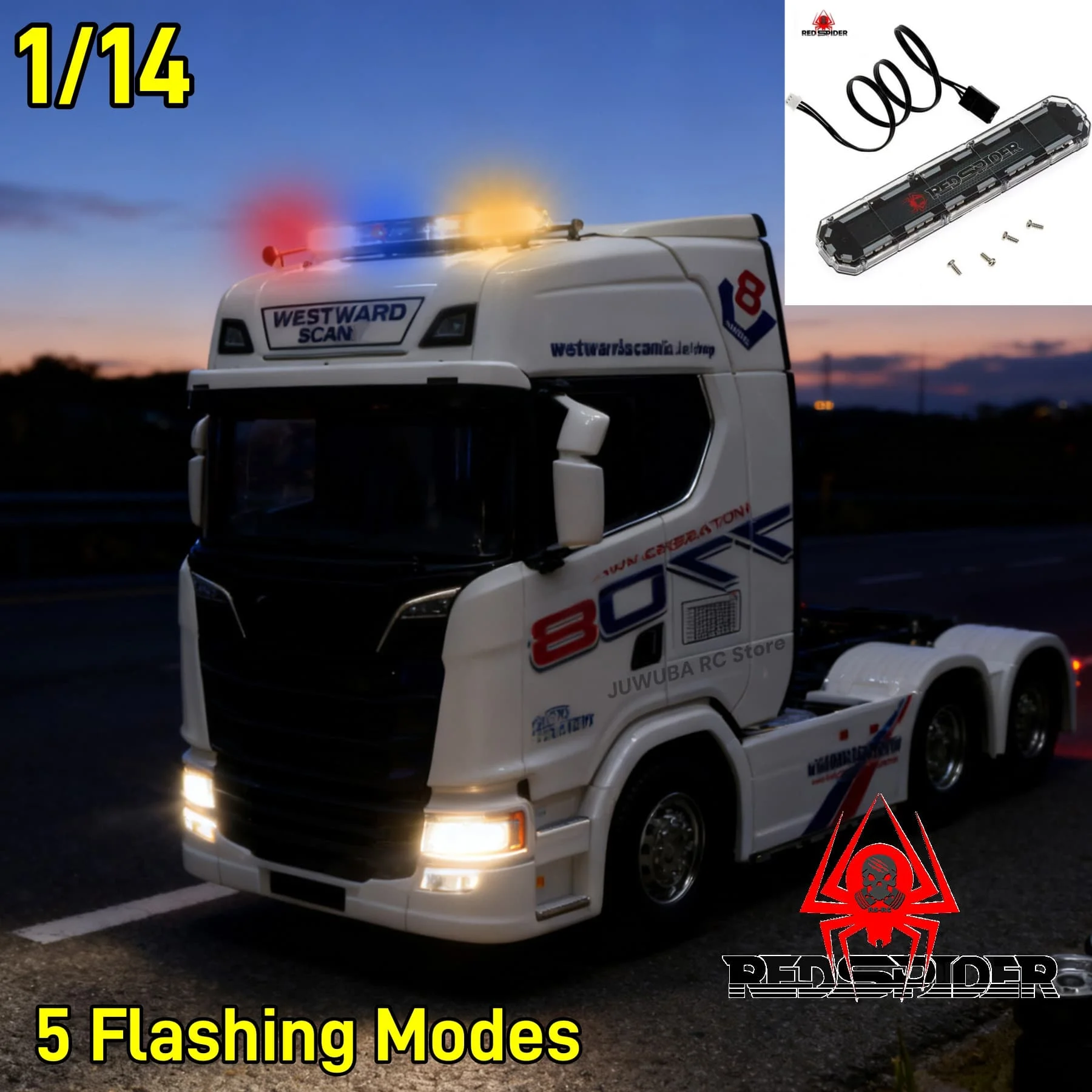 1/14 rc caminhão de brinquedo luzes de advertência do telhado luz de emergência para tamiya scania volvo benz man 1/14 rc trator caminhão basculante peças atualização
