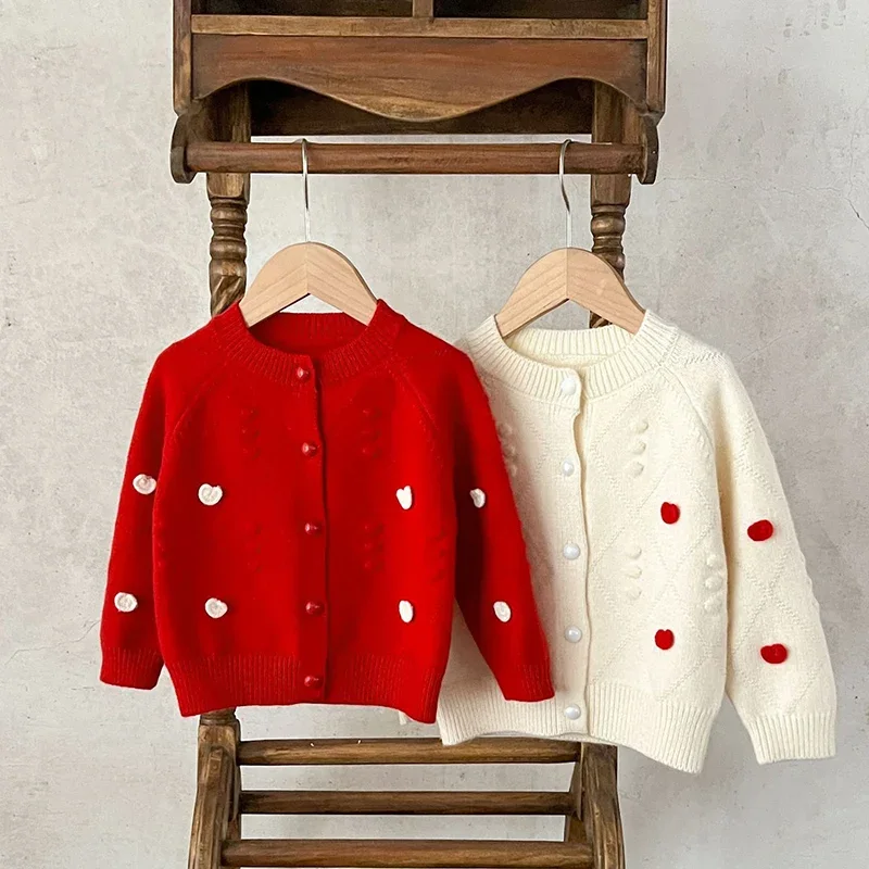 2026 ربيع جديد الوليد الطفل الفتيات سترة معطف طفل رضيع فتاة الحياكة سترة سترة 0-3 سنوات الأطفال الحياكة الملابس