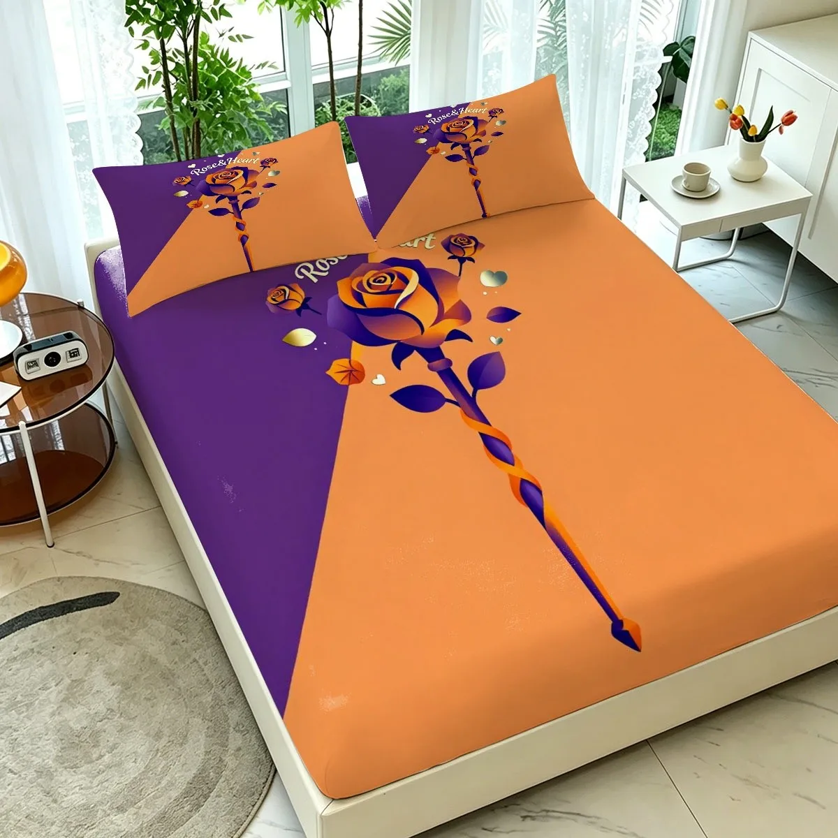 Fun Holiday-Themed Golden Striped Bow and Mixed-Color Stars, Perfect Gift for the Day. Three-Piece Bedding Set (Includes 1 Fitted Sheet + 2 Pillowcases), Large Capacity Deep Bed Cover, Fitted Sheet Style, Protective Cover, Mattress Protector, Machine Washable Design, Holiday Decoration, Various Sizes, Breathable Protective Cover with Pillowcase