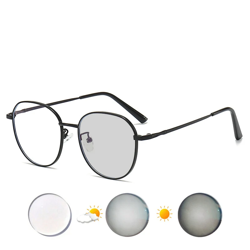 Prescription Custom Myopia Spectacles -0.5 To -10  Men Women Metal Frame Glasses Photochromic Or Blue Light Blocking Lenses F066