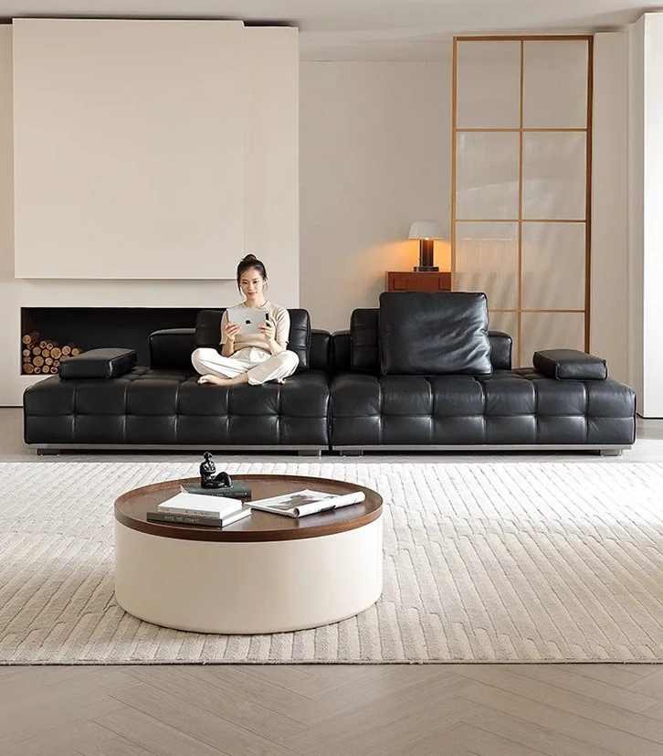 

ТАитальянский модуль прямого ряда для гостиной, увеличение времени, летающий первый слой дивана из воловьей кожи