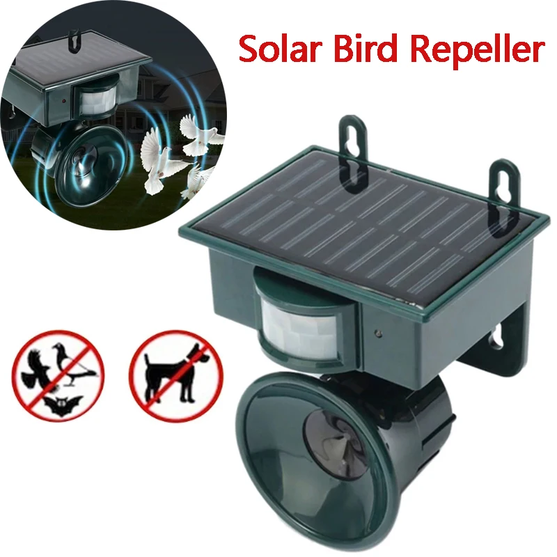 Repelente de plagas Solar para pájaros, repelente ultrasónico para animales, gatos, perros, pájaros y ratones, repelente de espantapájaros para exteriores, cazador de animales