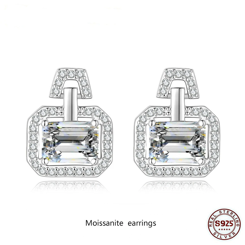 

Серьги-пусеты из серебра S925 с муассанитом D цвета 2 карата, изумрудной огранки, для женщин, для вечеринок, элитные ювелирные изделия, подарок