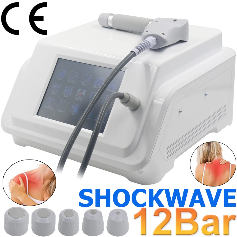 

12 Bar Professional Shock Wave Pneumatic Shockwave Therapy Machine For ED Treatment Plantar Fasciitis Pain Relief Relax Massager