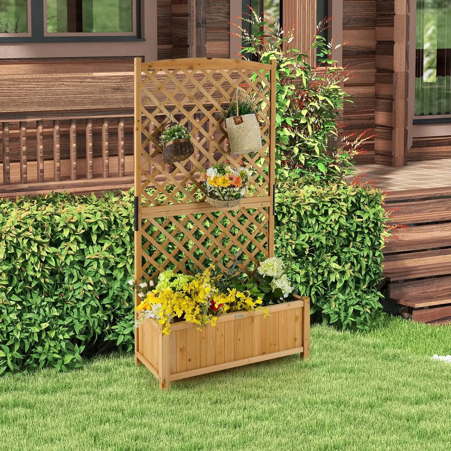 GIANTEX Planter Raised Bed with Trellis, 71