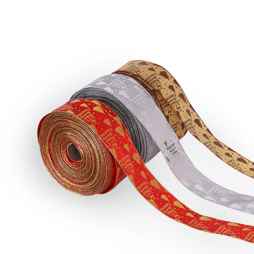 

3Pcs Christmas Tree Decoration Ribbon Set Colorful Bright Party Gift Wrap Ribbon Roll for Holiday Birthday Wedding Decor Pendant