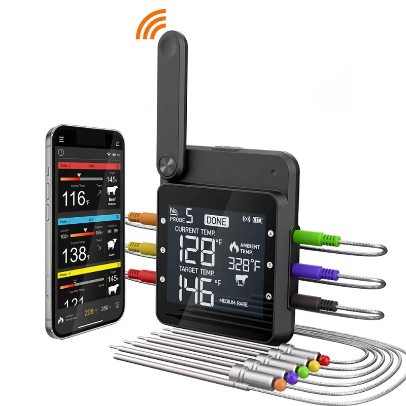 

Food Thermometer Probe Digital Wifi Rechargeable Wireless Remote Meat Cooking BBQ For Steak Oven Grill Smoker With Magnet