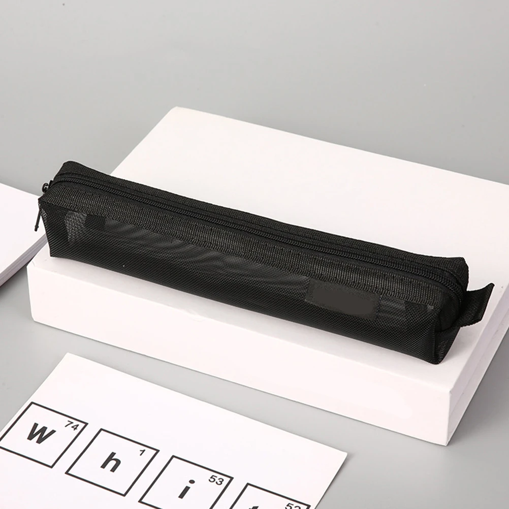 

2Pcs Solid Color Pencil Bag with Mesh Window Multi-Purpose Stationery Container for Teachers Students Pen Holder Travel