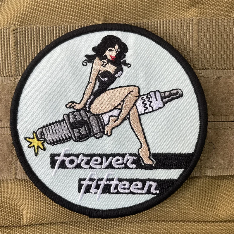 Forever Fifteen Cartoon Anime Girl Embroidery Patch Hook and Loop Tactical  Backpack Morale Badge Patches for Clothing