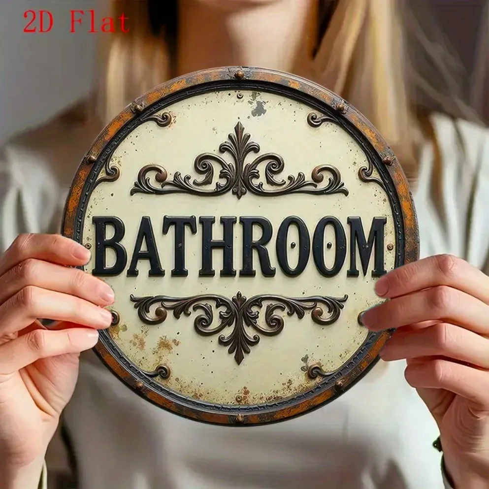 "Letrero de puerta de baño vintage: arte de pared con letras rústica 'BATHROOM' | Decoración duradera para el hogar, bar y cafetería | Regalo para amigos"