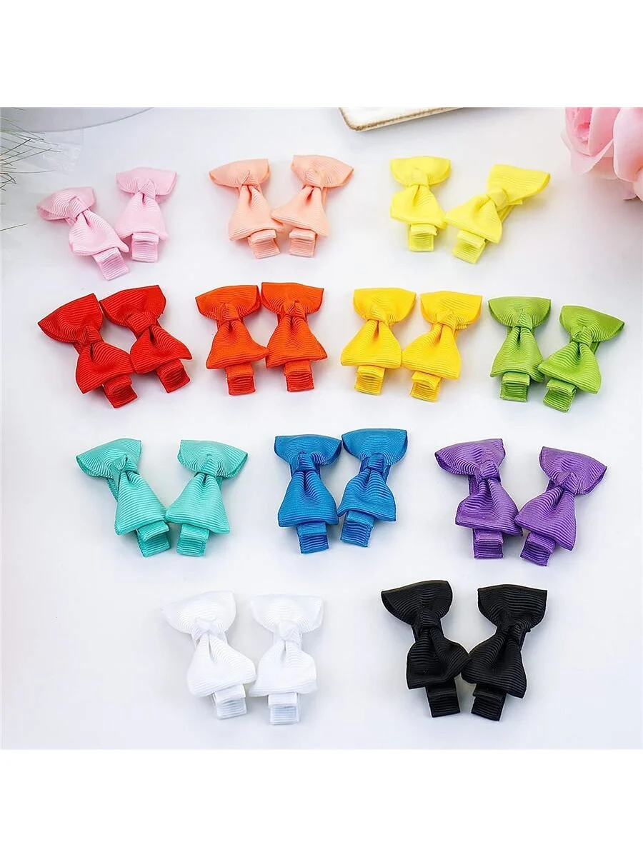 Baby Hair Clips Baby Girls Fully Lined Baby Bows Hair Pins Tiny 2 Hair Bows Alligator Clips(Pack of 50)