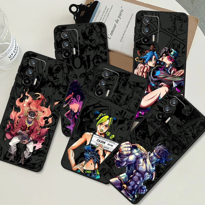 JoJo Bizarre Adventure Anime For OPPO Realme GT3 2 C55 C33 C35 C30S C31 X3 X2 Q5i Q3S C21Y Pro Black Silicone Phone Case