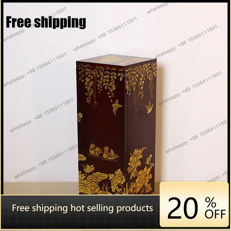 Factory Direct -New Chinese engraved black background flower and bird cubic few flower few simple cabinets simple at home door