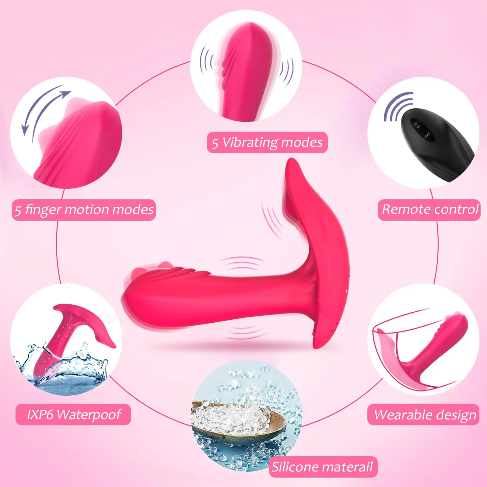 Vibradores vibradores Wearable G Spot para mulheres, brinquedo adulto, 5 modos vibratórios, borboleta balançando, controle de calcinha, vibrador com re