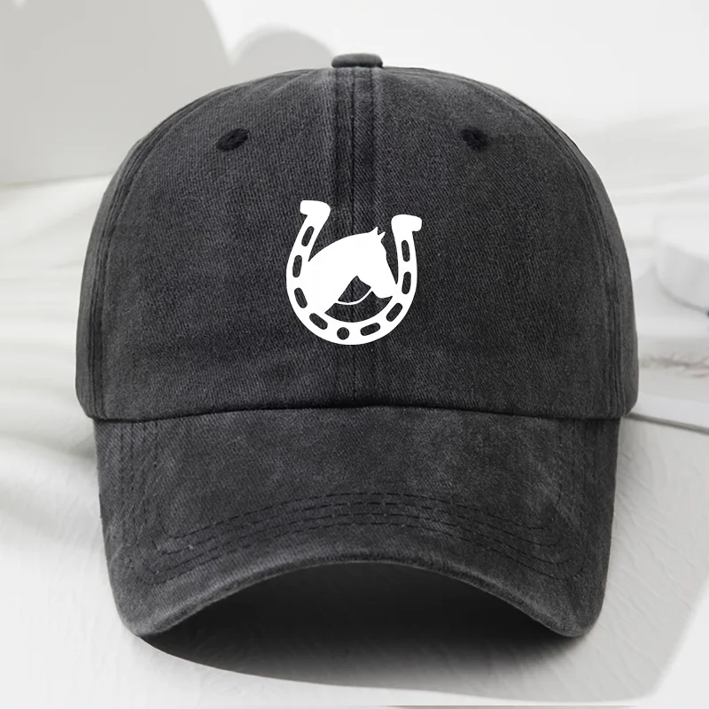

Unisex Horseshoe Soft-Top Baseball Cap, Vintage Men'S Hat And Stylish Outdoor Hat for Women, Adjustable Size, Perfect for