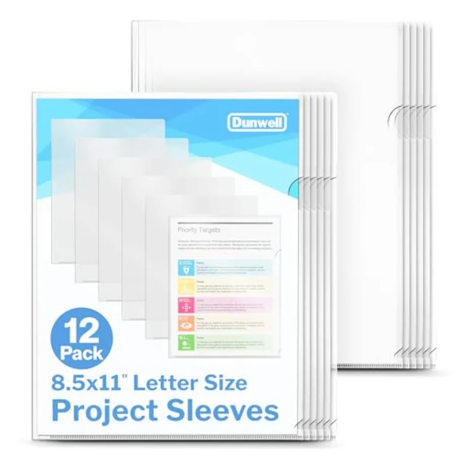 

Clear Folders for Documents, Plastic 8.5x11 File Sleeves for Document Protection, Filing, Storage, Organization Transparent Fol
