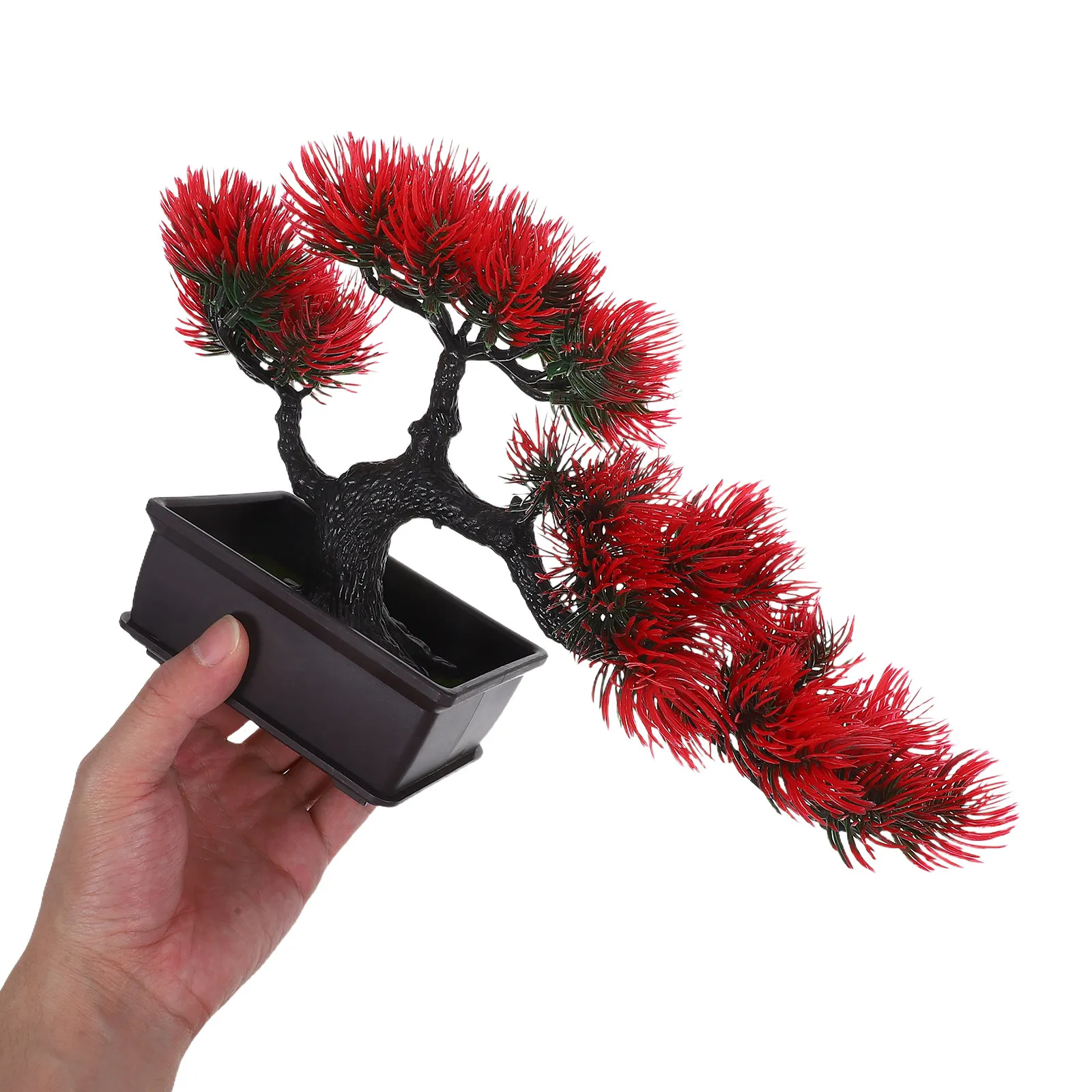 Realistic Artificial Bonsai Potted Plant Simulation Japanese Pine Zen Garden Decor for Home Office Indoor Living Room Desktop