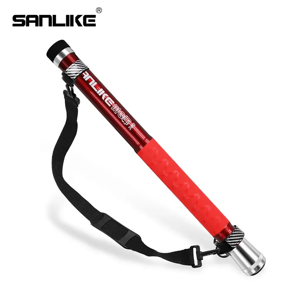 SANLIKE 3m Red Portable Fishing Net Carbon Long Handle Telescopic Collapsible Floor Pole Compact Belt Catch Fishing Net Pole