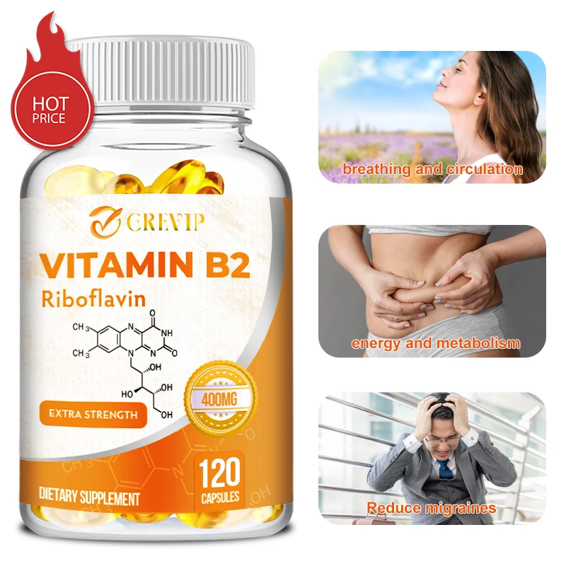 

Vitamin B2( Riboflavin) 400mg - Reduce Stress and Fatigue,Improve Mood,Improve Skin and Digestion Health, Boost Immunity,Non-GMO