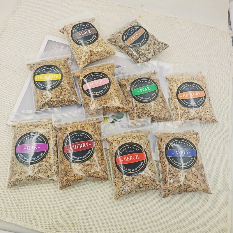 1 unidad de 50g de virutas de madera de haya, aliso y manzano para ahumador de cocteles, pistola de whisky, accesorios para barbacoa, infusor que añade sabor a alimentos y bebidas