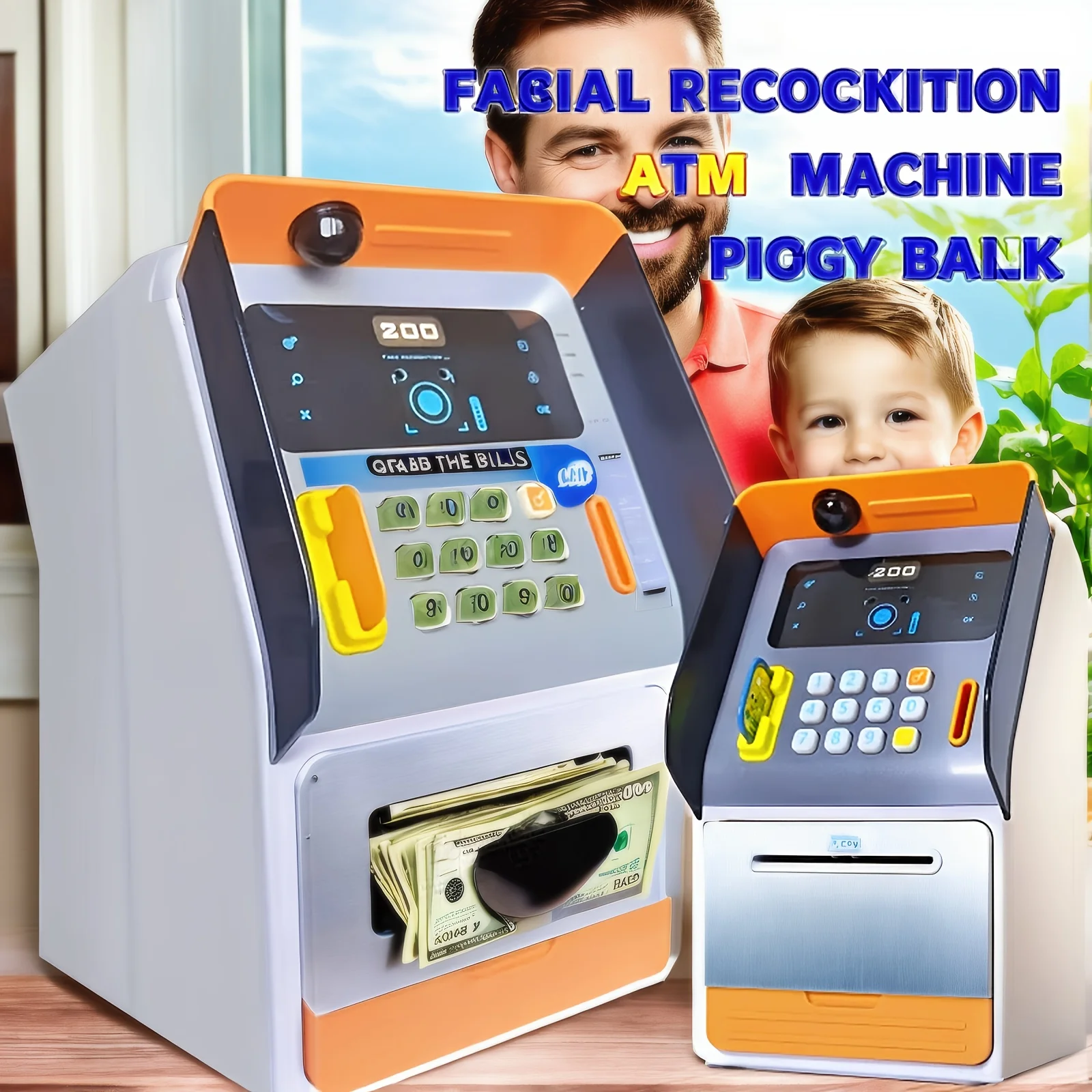 Offre spéciale américaine: jouet de tirelire ATM pour enfants, avec surveillance du reconnaissance faciale et fonction de mot de passe, cultive les garçons A